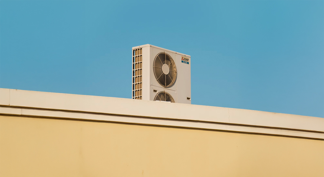 Airconditioning unit in urban setting